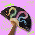 Éventail Snake UV double face 27cm