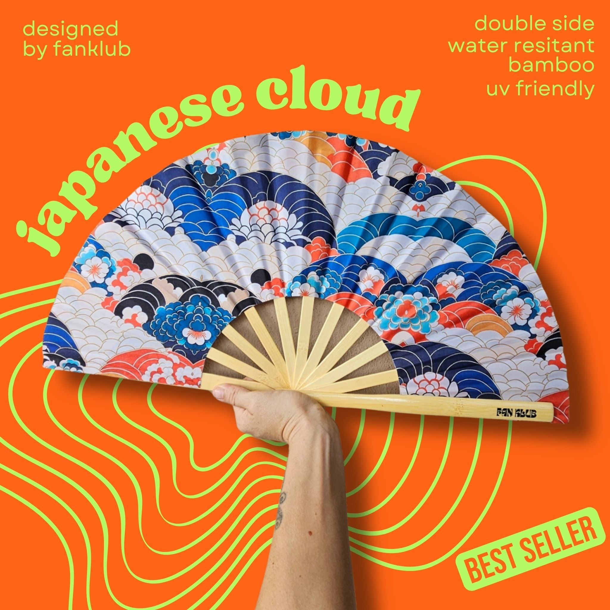 Éventail Japanese cloud UV double face 27cm