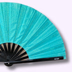 Éventail à paillettes turquoises 33cm