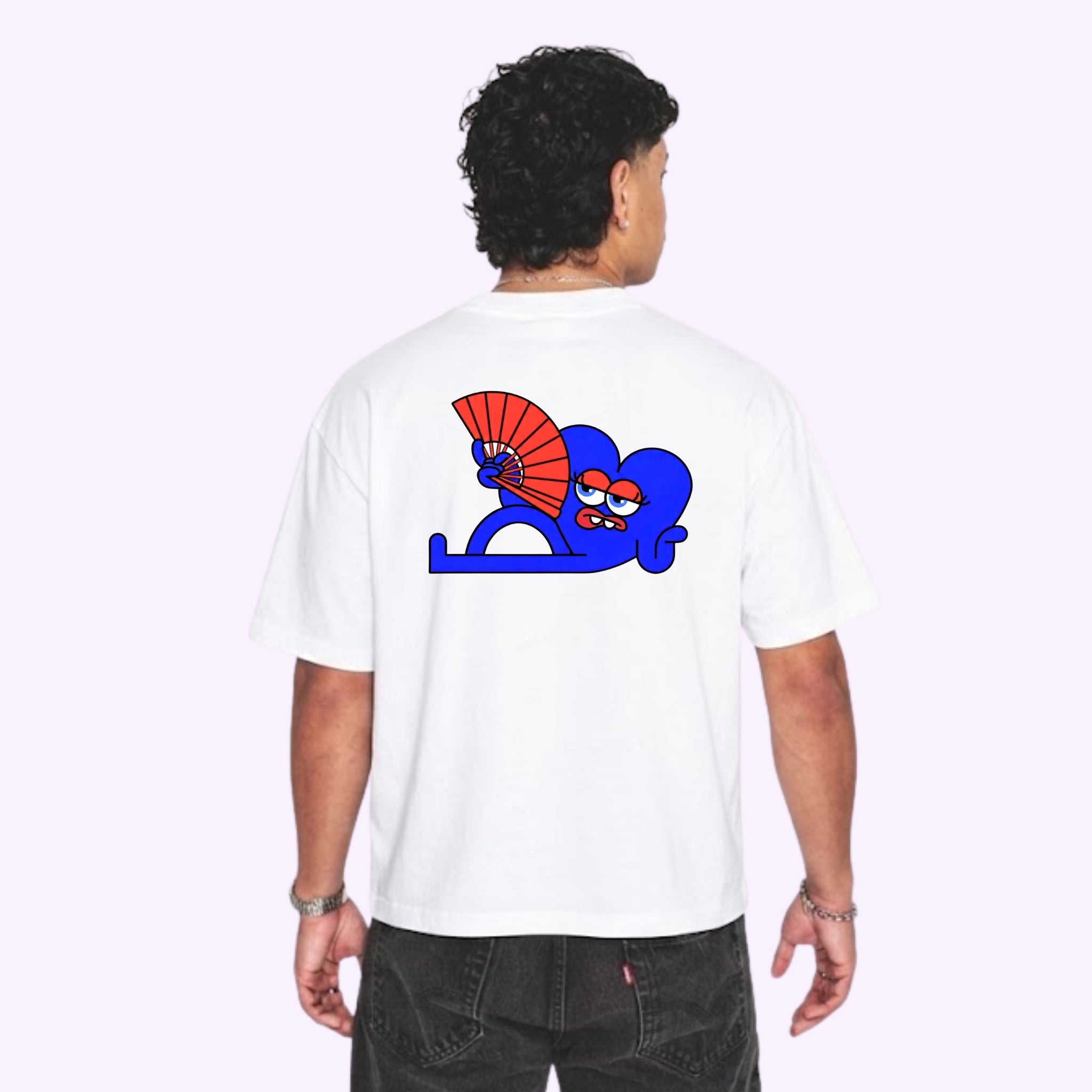 T-shirt FANKLUB éventail blanc logo rouge et bleu