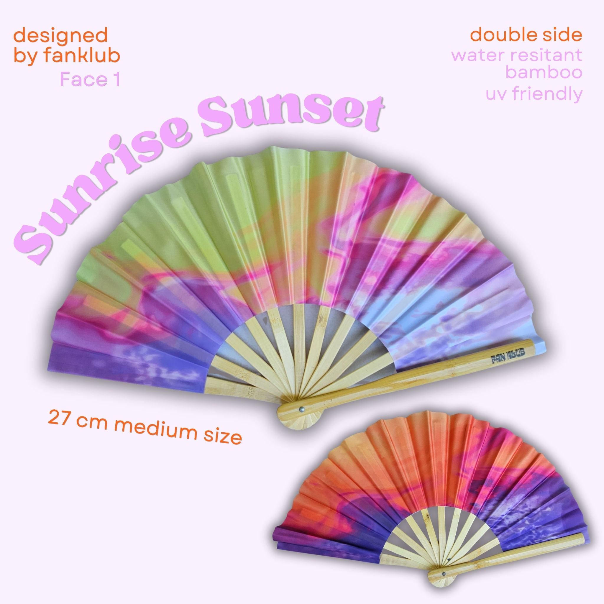 Éventail Sunset sunrise UV double face 27cm