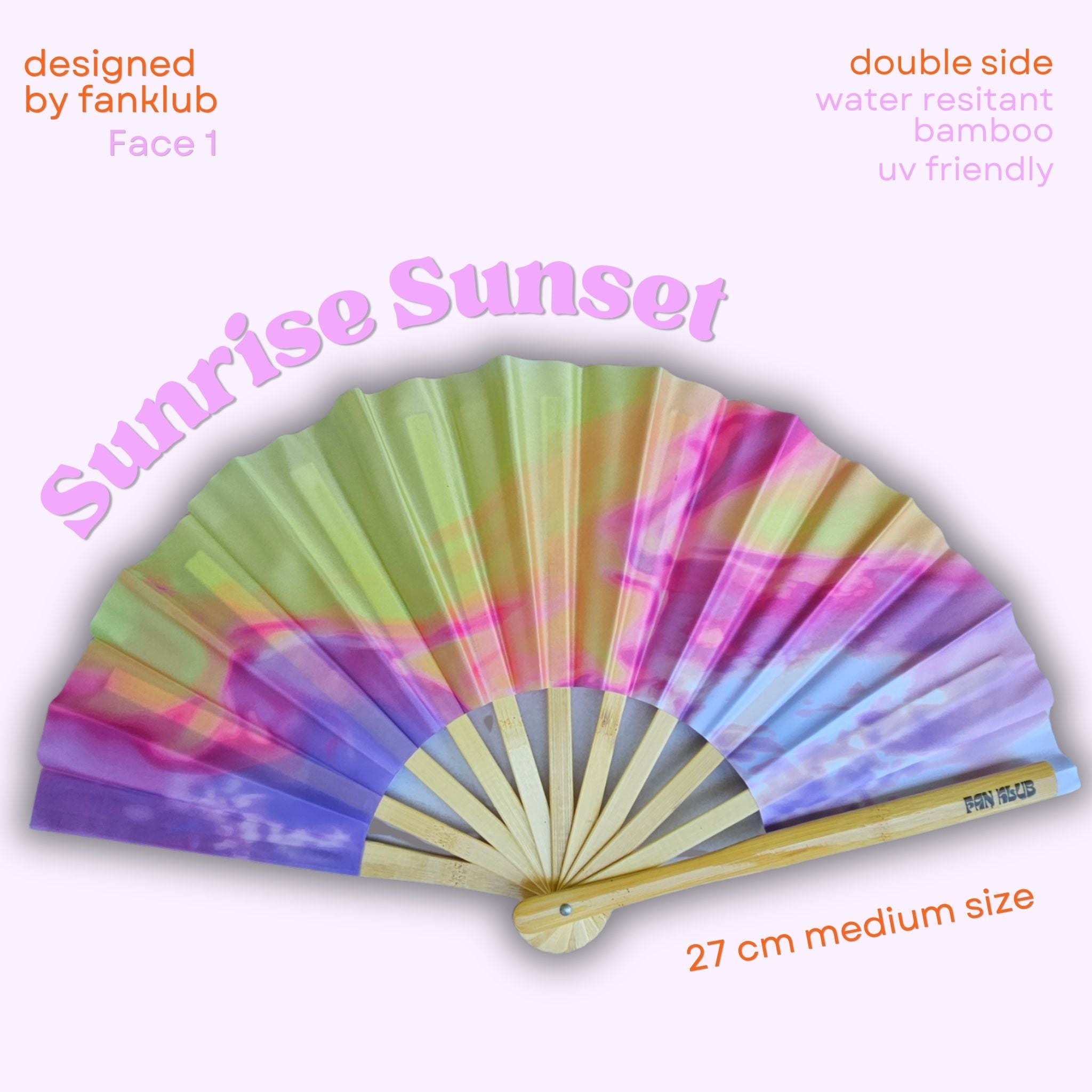 Éventail Sunset sunrise UV double face 27cm