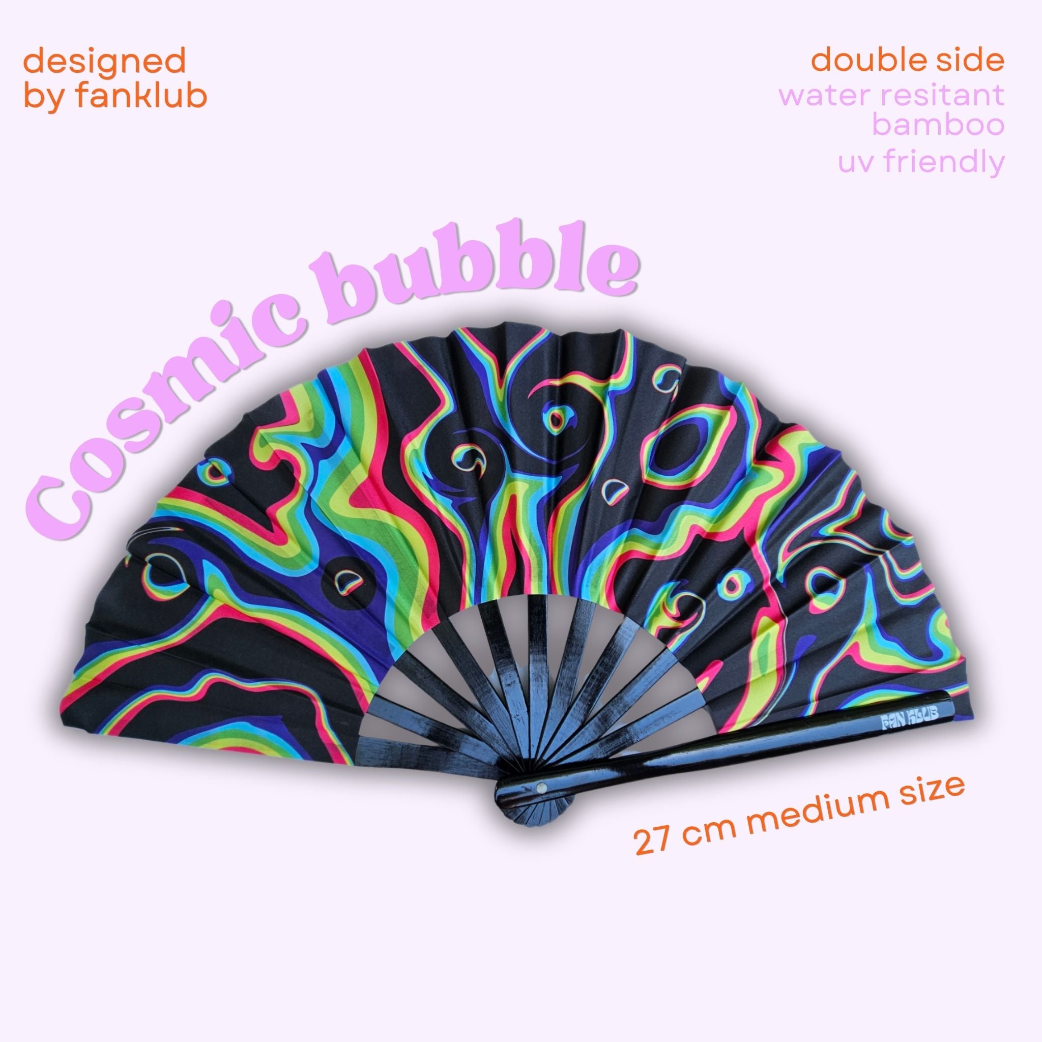 Éventail Cosmic bubble UV double face  27cm