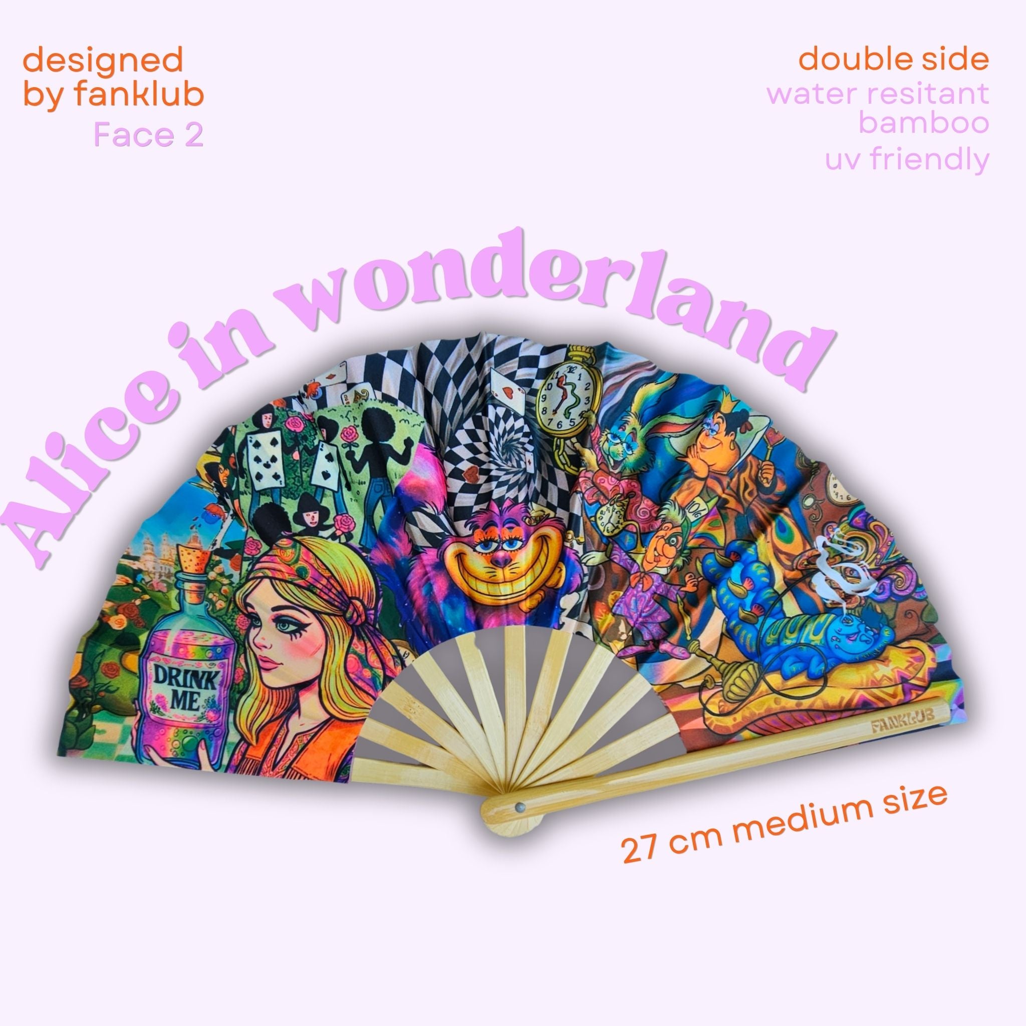 Éventail Alice in wonderland UV double face  27cm