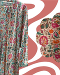 Kimono à motifs turquoises et fushia