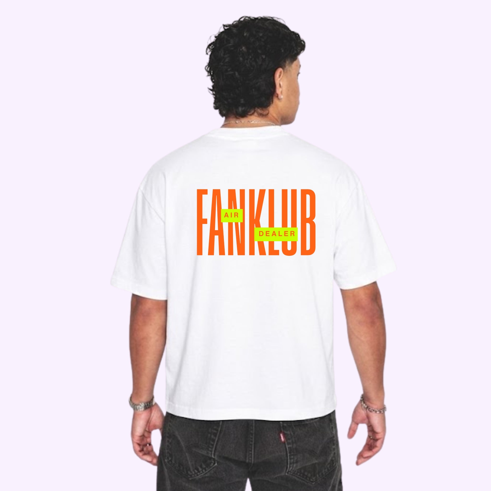 T-shirt FANKLUB AIR DEALER blanc écriture Orange et jaune