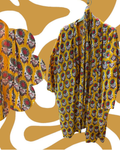 Kimono moutarde à motifs