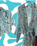 Kimono turquoise à motifs