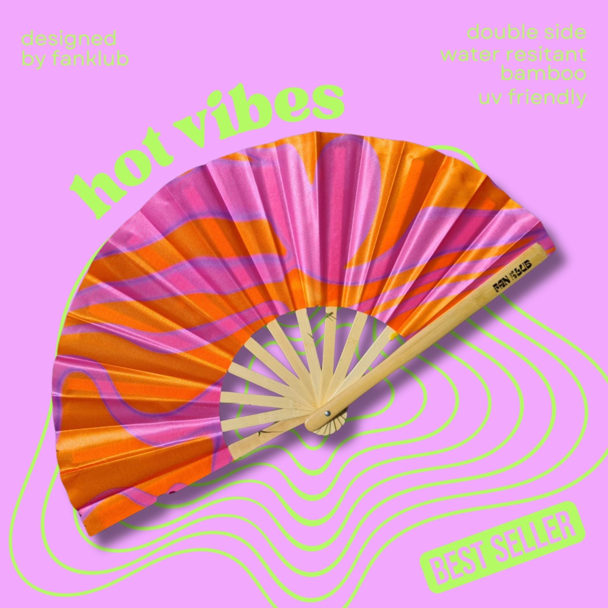 Éventail Hot vibes UV double face 27cm