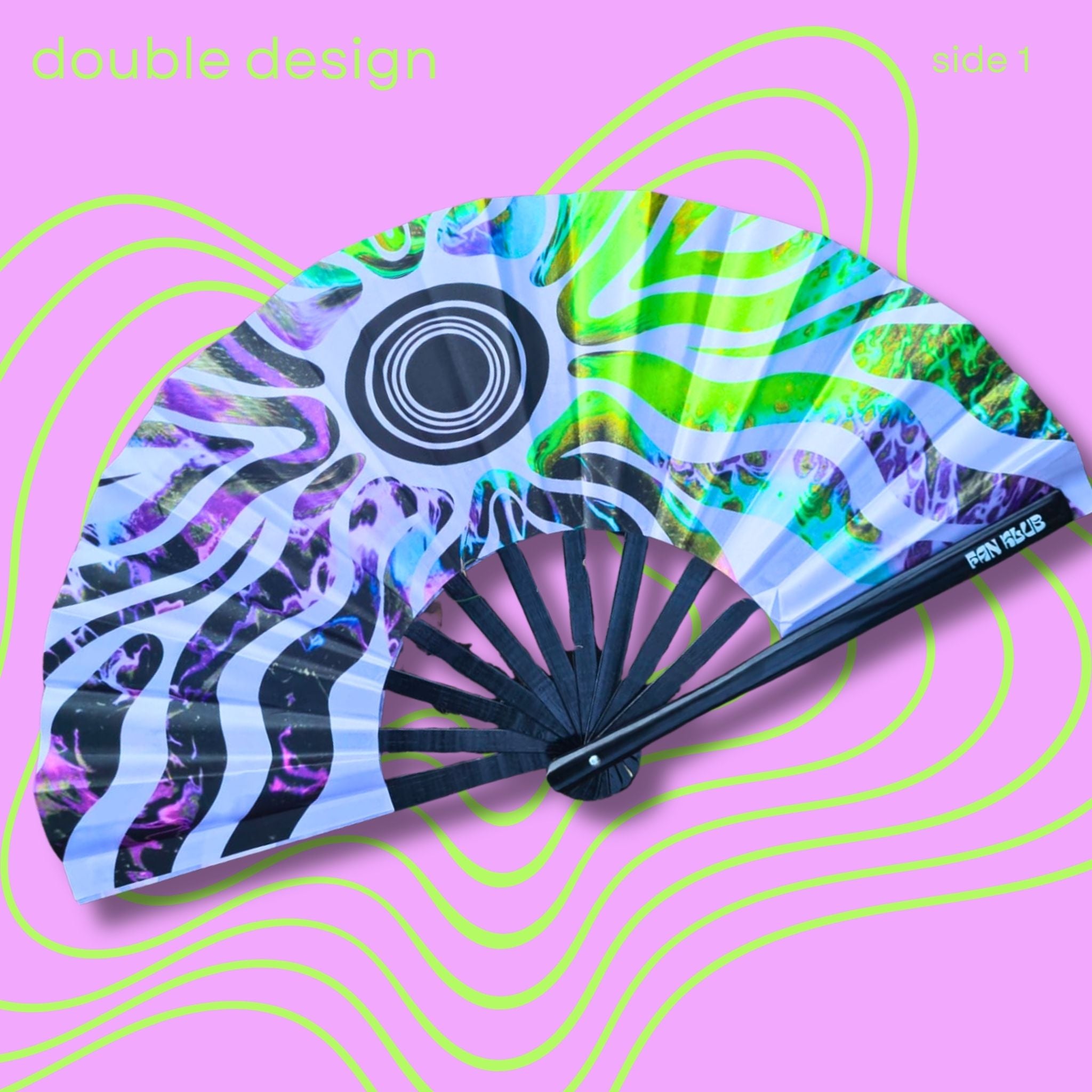 Éventail Psy sun UV double face 27cm