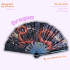 Éventail Dargon UV double face 27cm