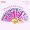 Éventail tie and die rose UV double face 27cm