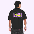 T-shirt FANKLUB AIR DEALER noir écriture rose et jaune