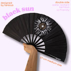 Éventail Black sun UV double face 27cm