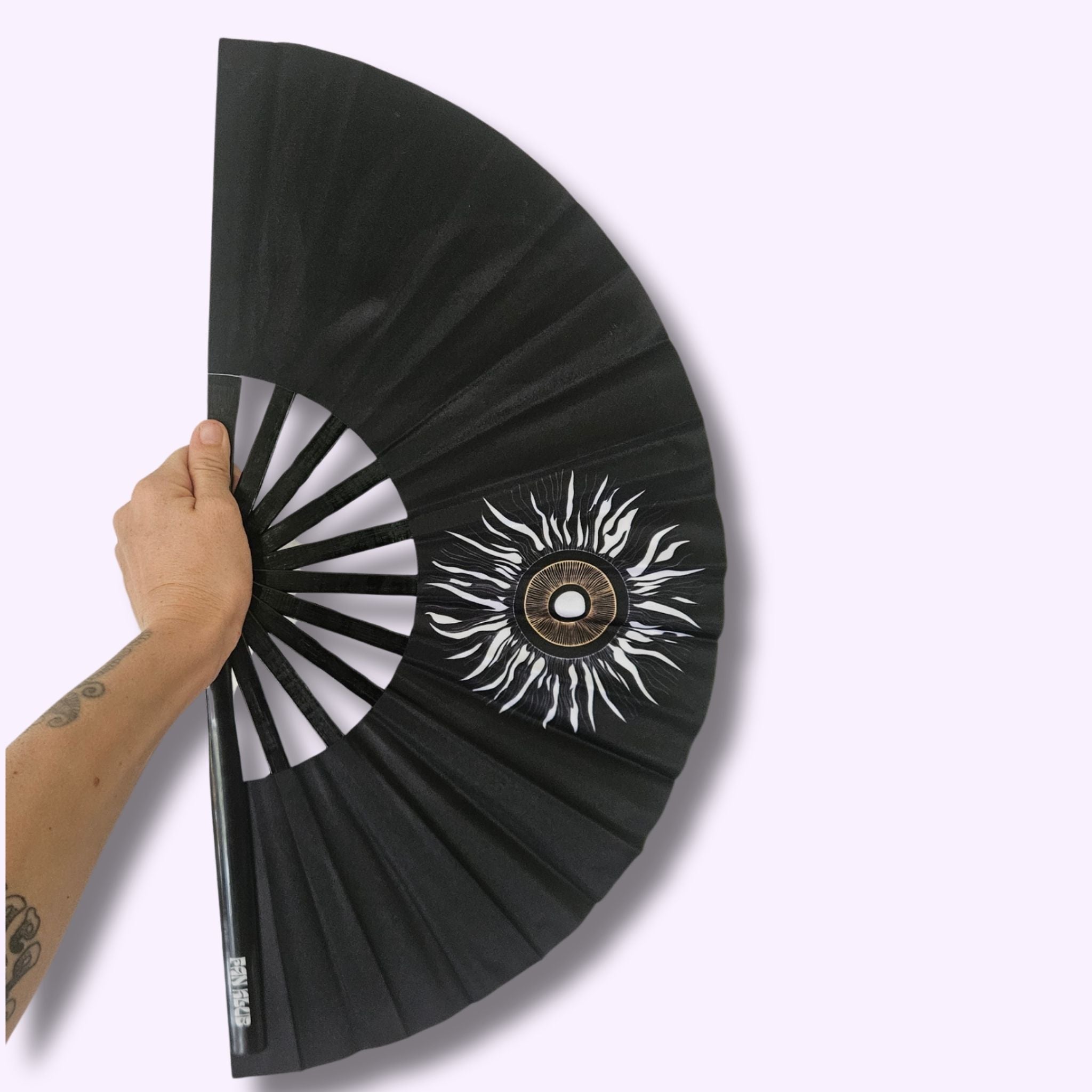 Éventail Black sun UV double face 27cm