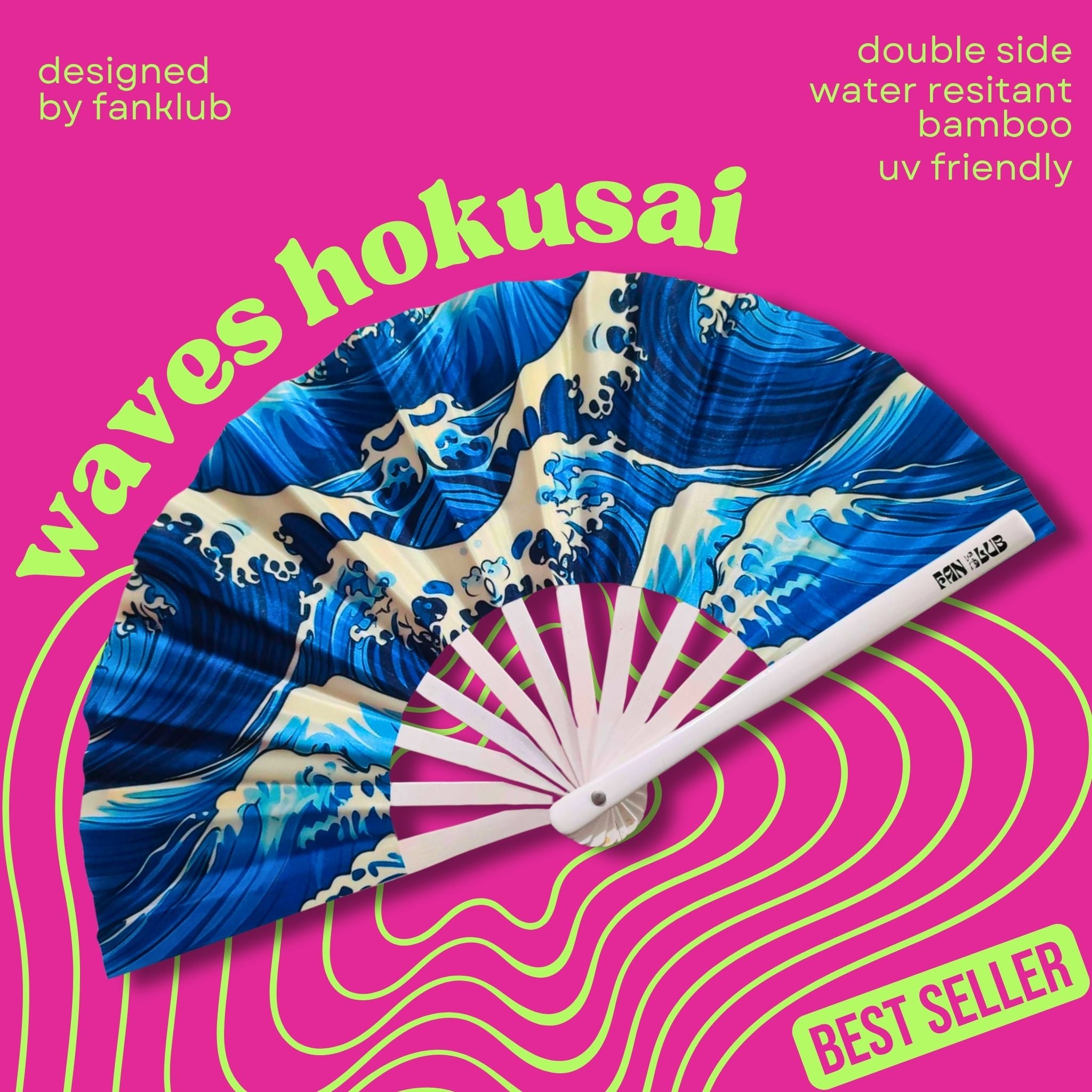 Éventail Waves UV double face 27cm