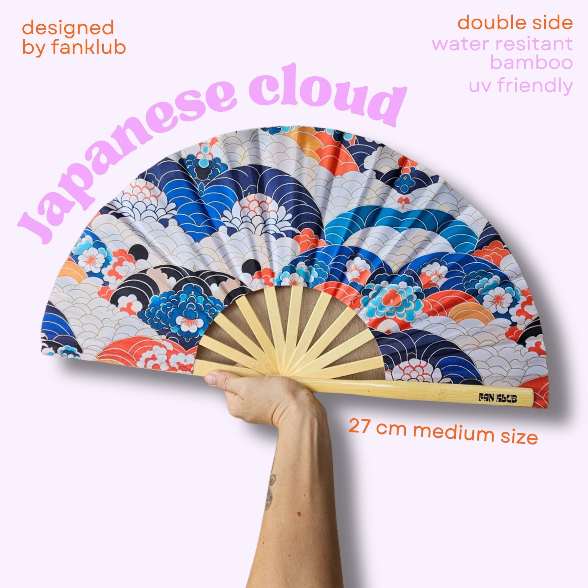 Éventail Japanese cloud UV double face 27cm