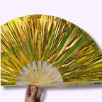 Éventail holographique Doré 33cm