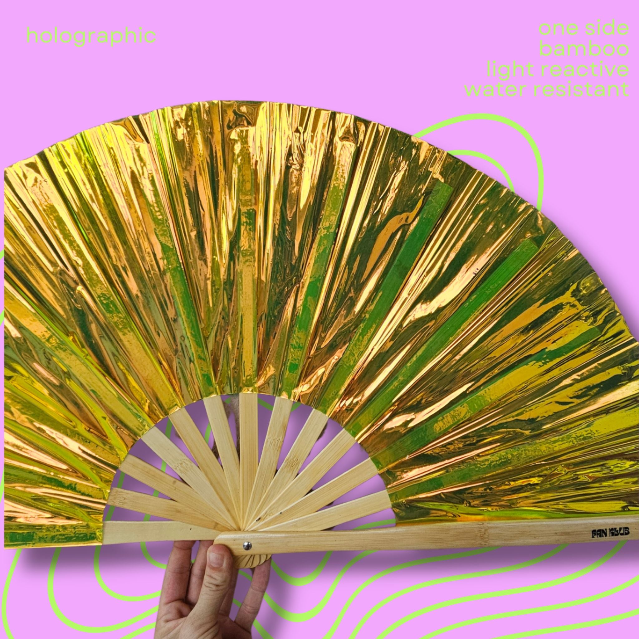 Éventail gold holographique 33cm