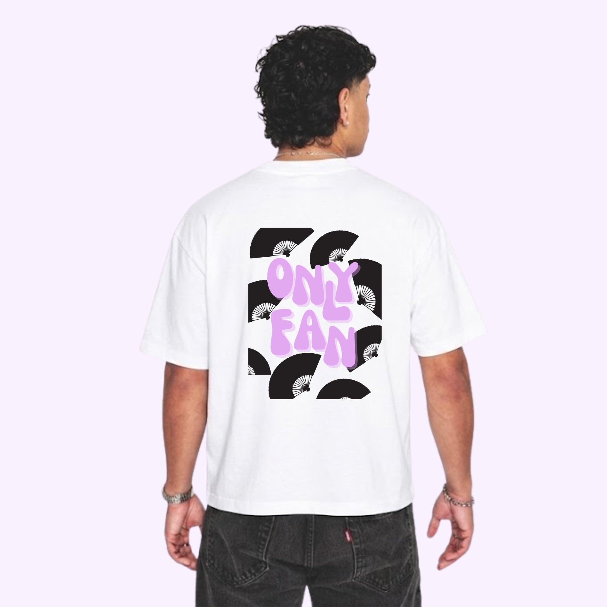 T-shirt ONLY FAN blanc Logo noir et violet