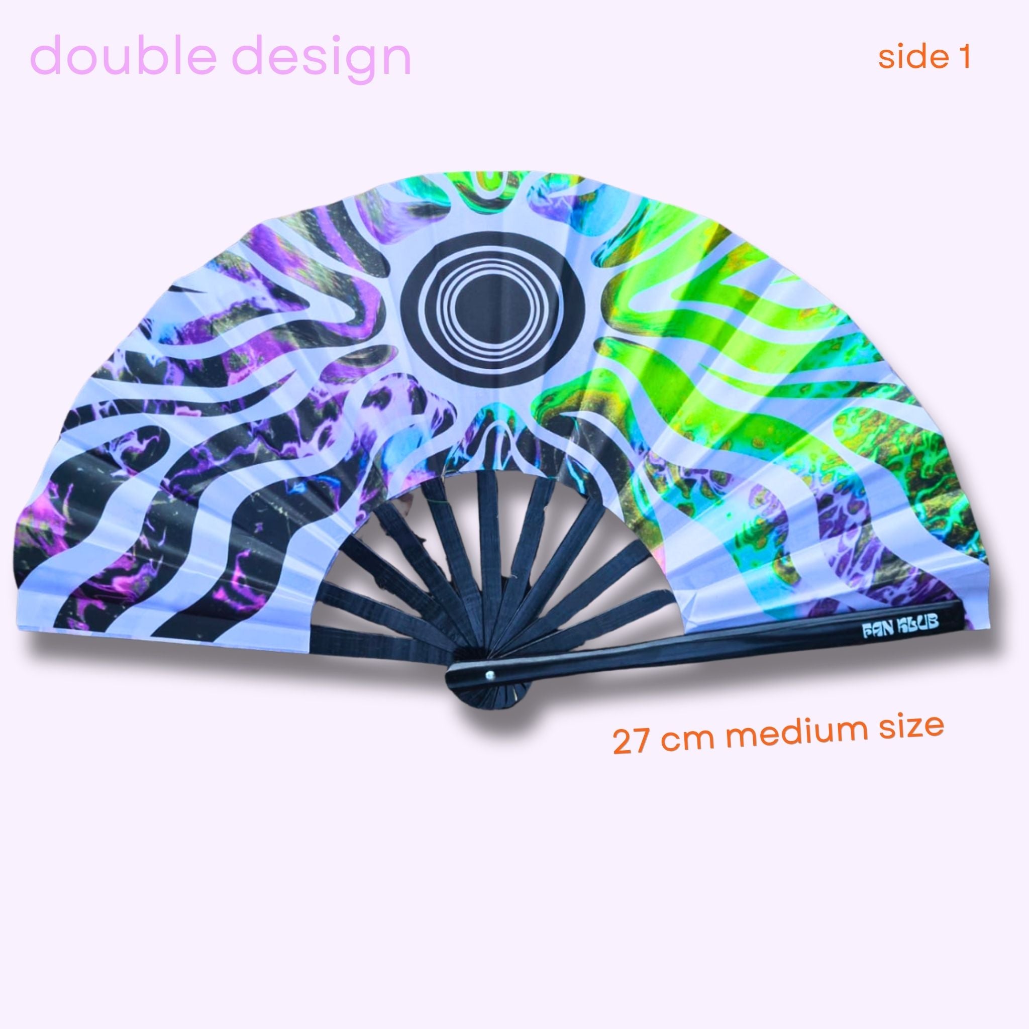 Éventail Psy sun UV double face 27cm