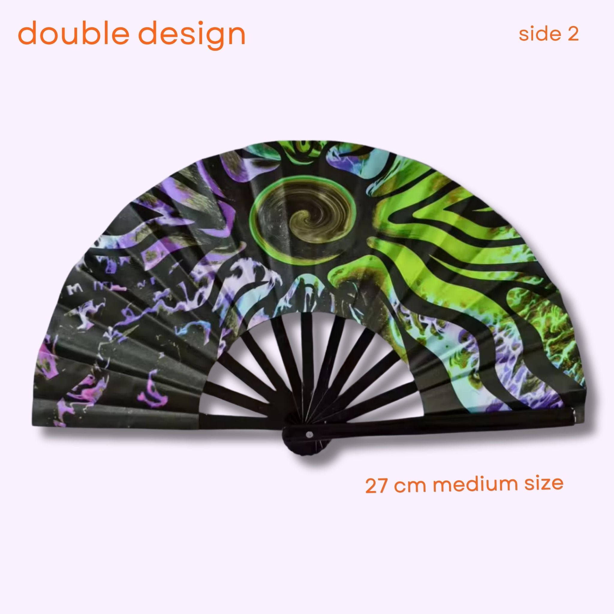 Éventail Psy sun UV double face 27cm