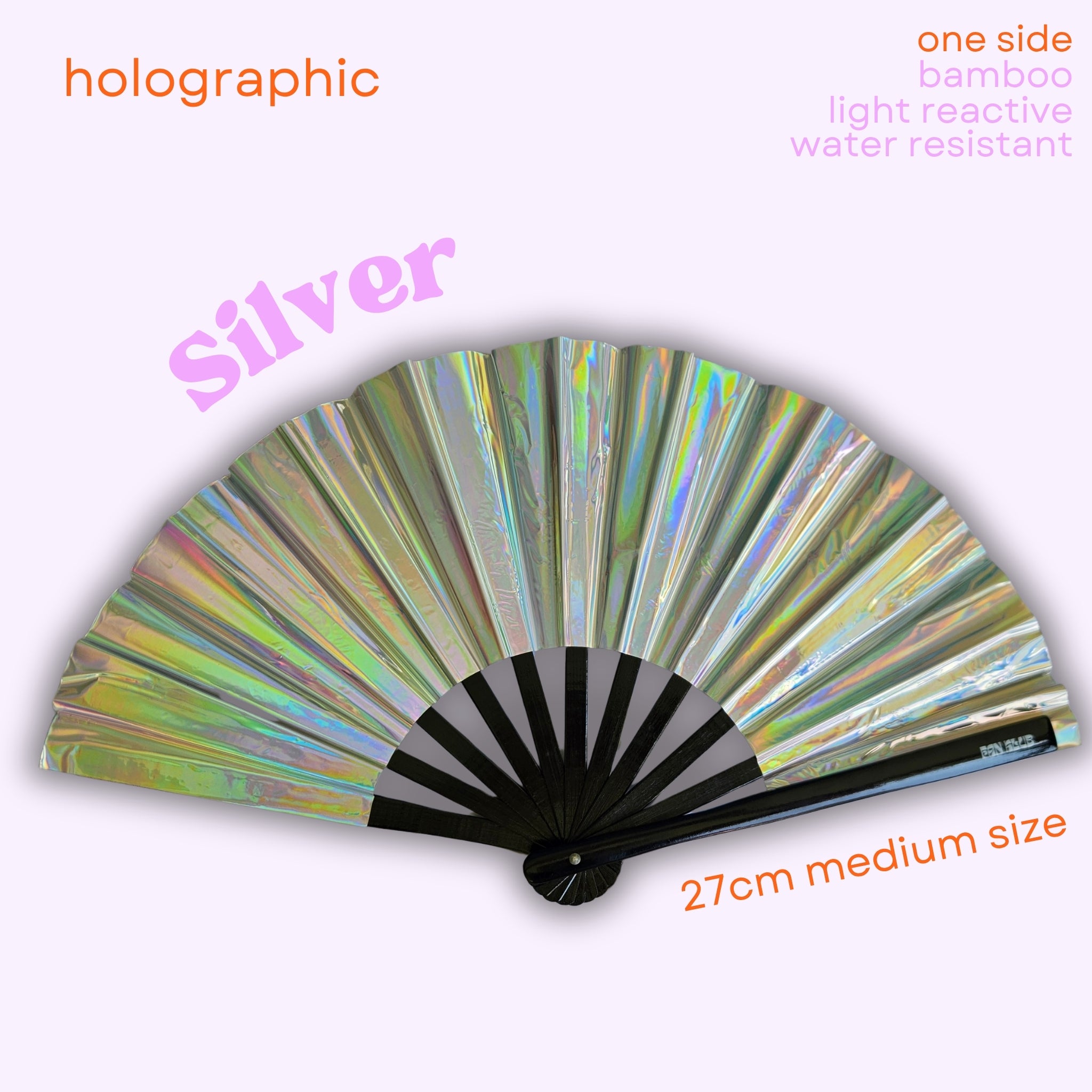 Éventail holographique Silver 27cm