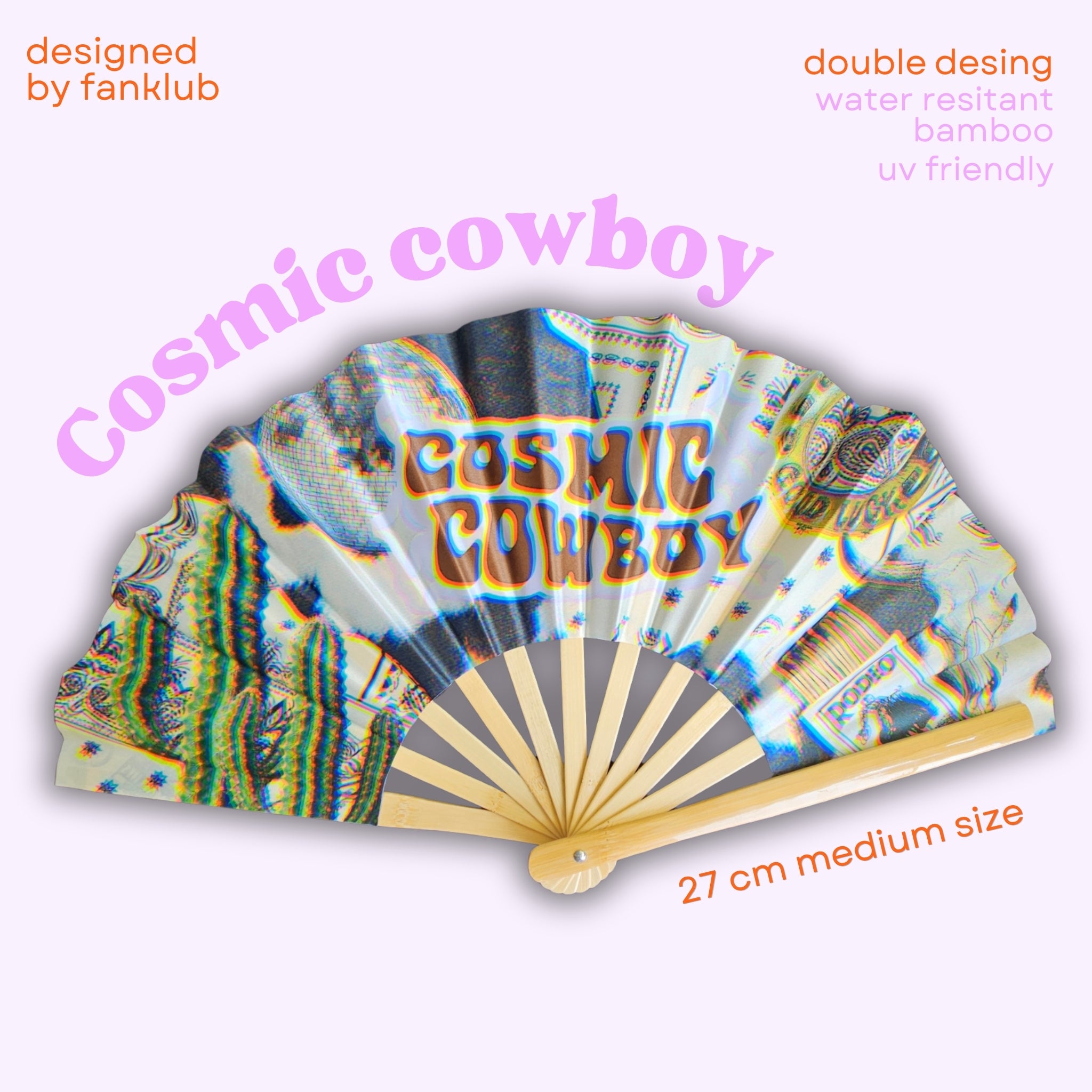 Éventail Cosmic cowboy UV double face 27cm