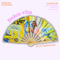 Éventail Dolce Vita double face 27cm