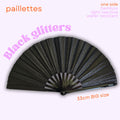 Éventail à paillettes noires 33cm