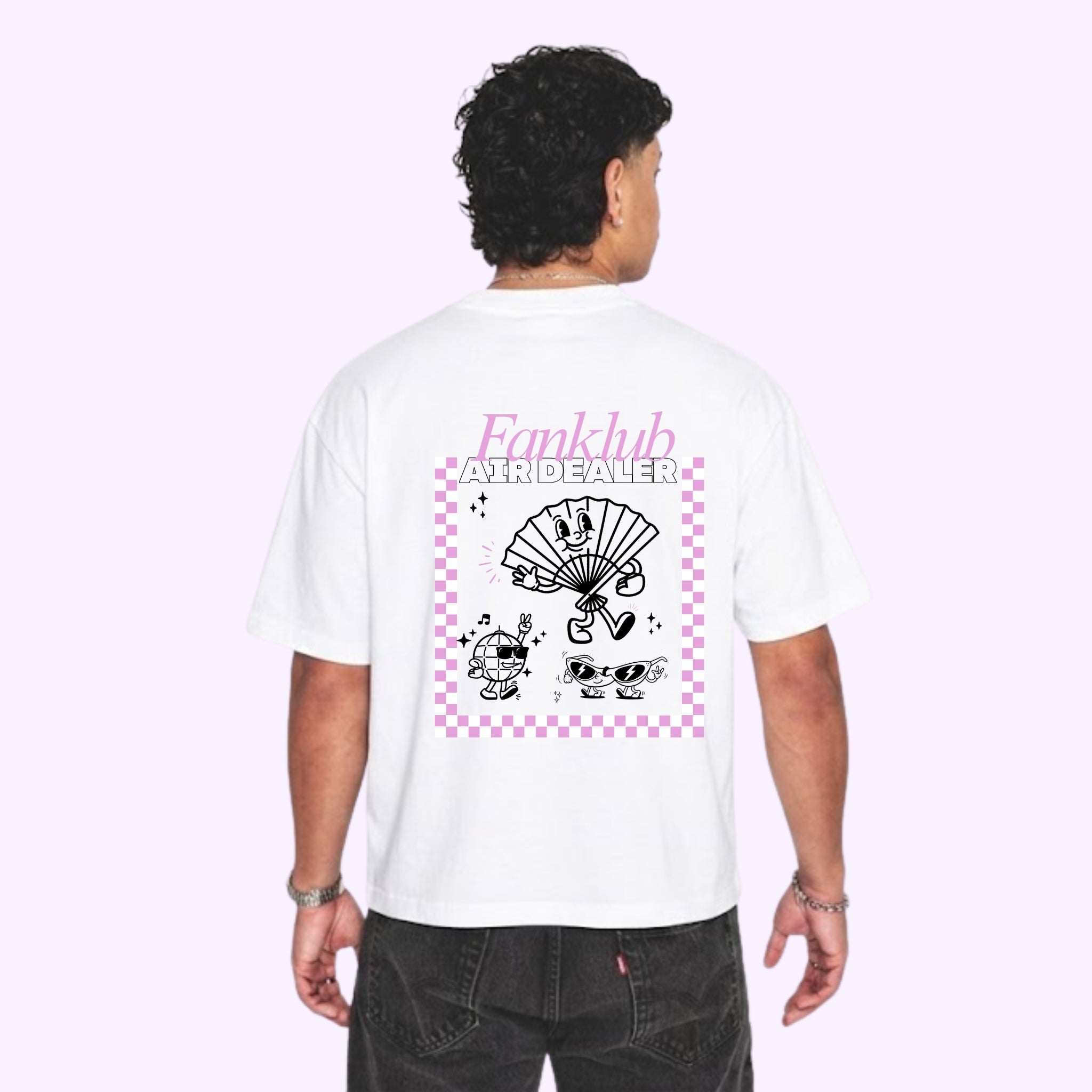 T-shirt FANKLUB Air dealer blanc logo rose et noir