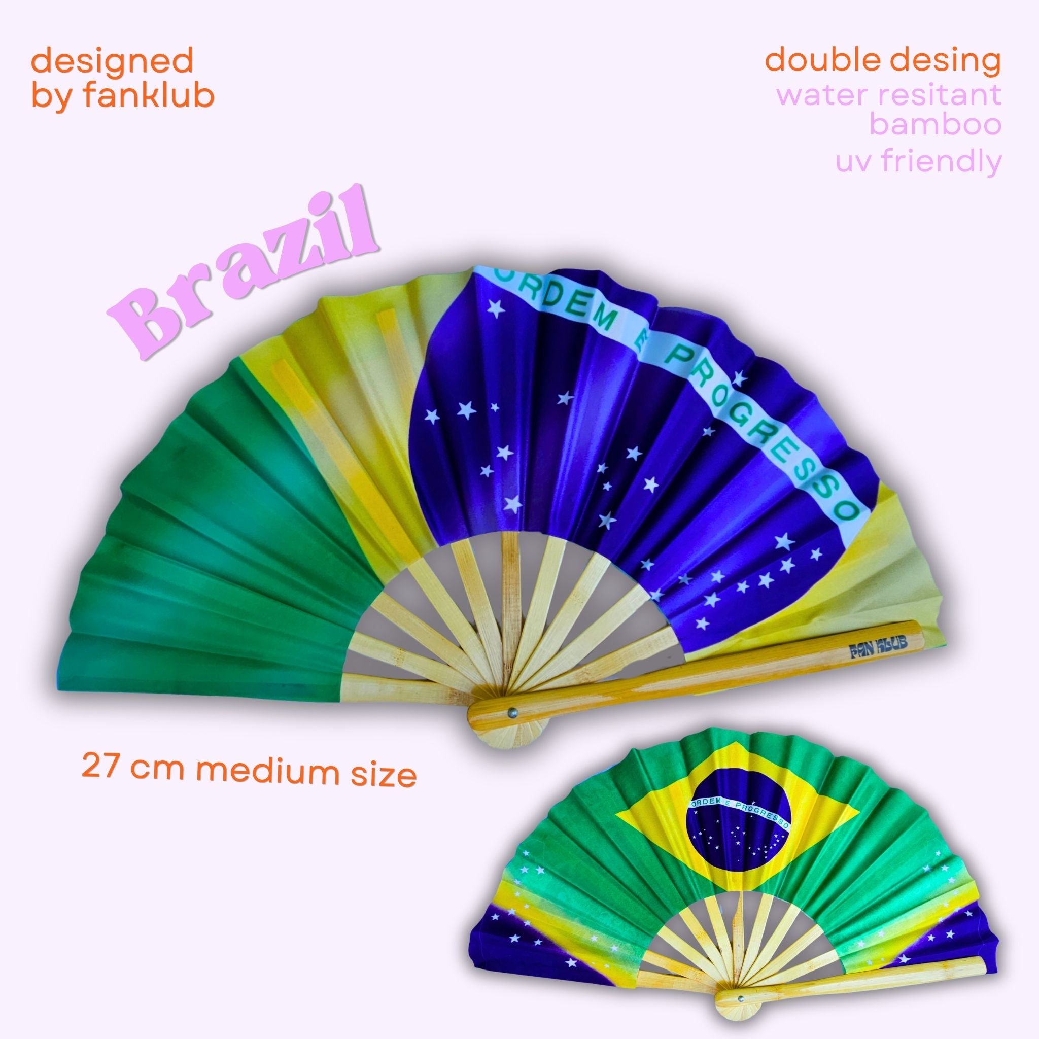 Éventail Brazil UV double face 27cm