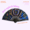 Éventail Dot Spirit bleu double face 27cm