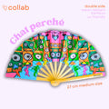 Éventail Chat Perché double face 27cm