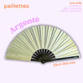 Éventail à paillettes argentées 33cm