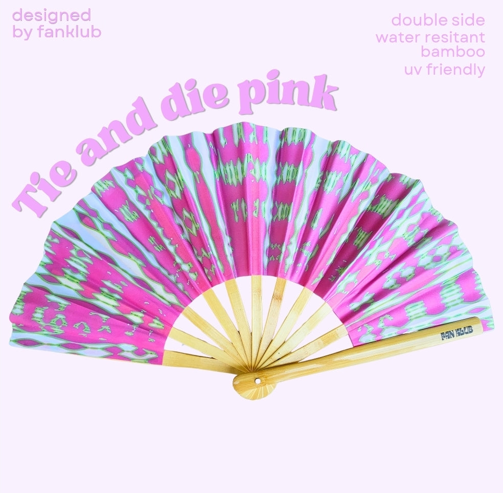 Éventail tie and die rose UV double face 27cm